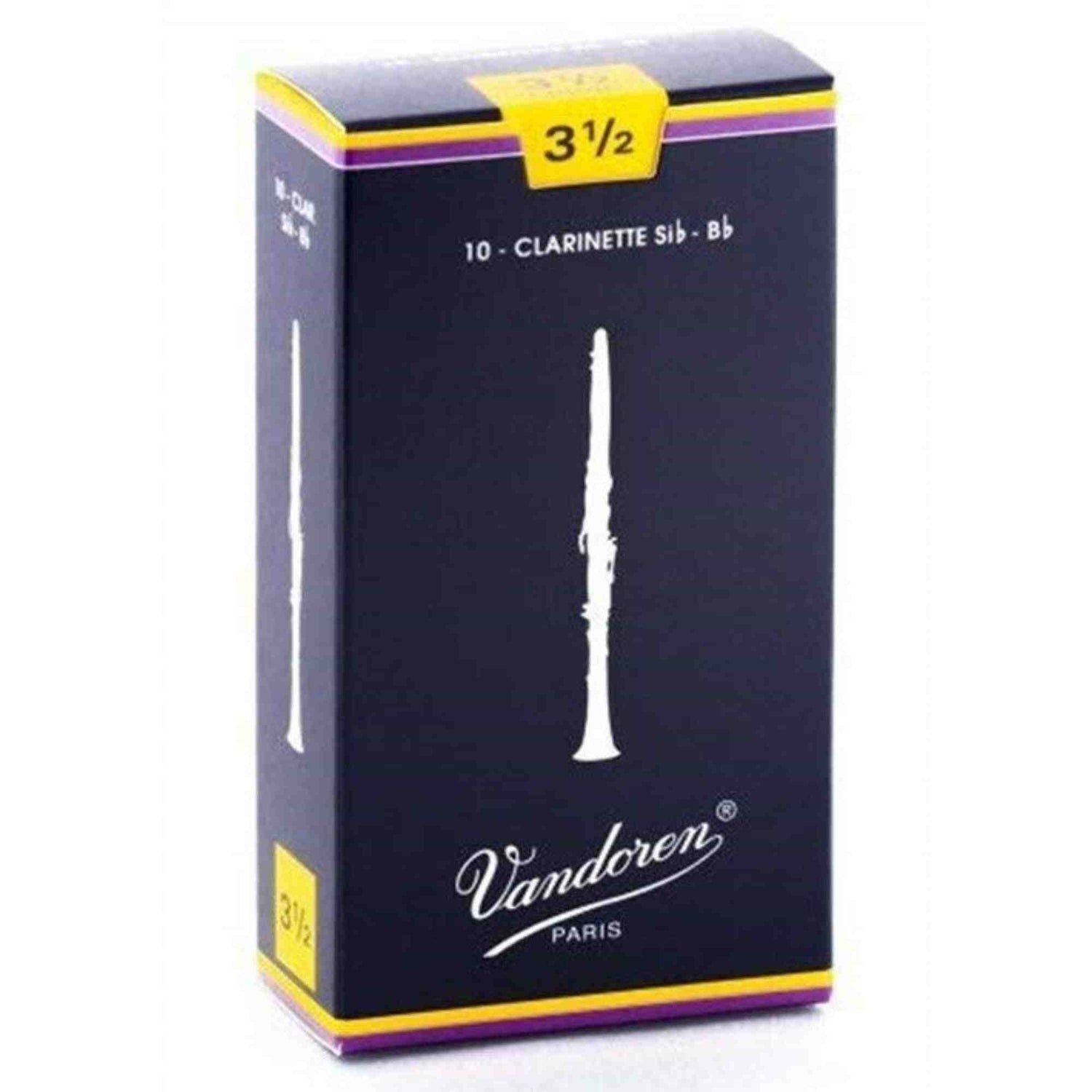 Vandoren Bb Clarinet Traditional Reeds - Strength 3.5 - 10-pack