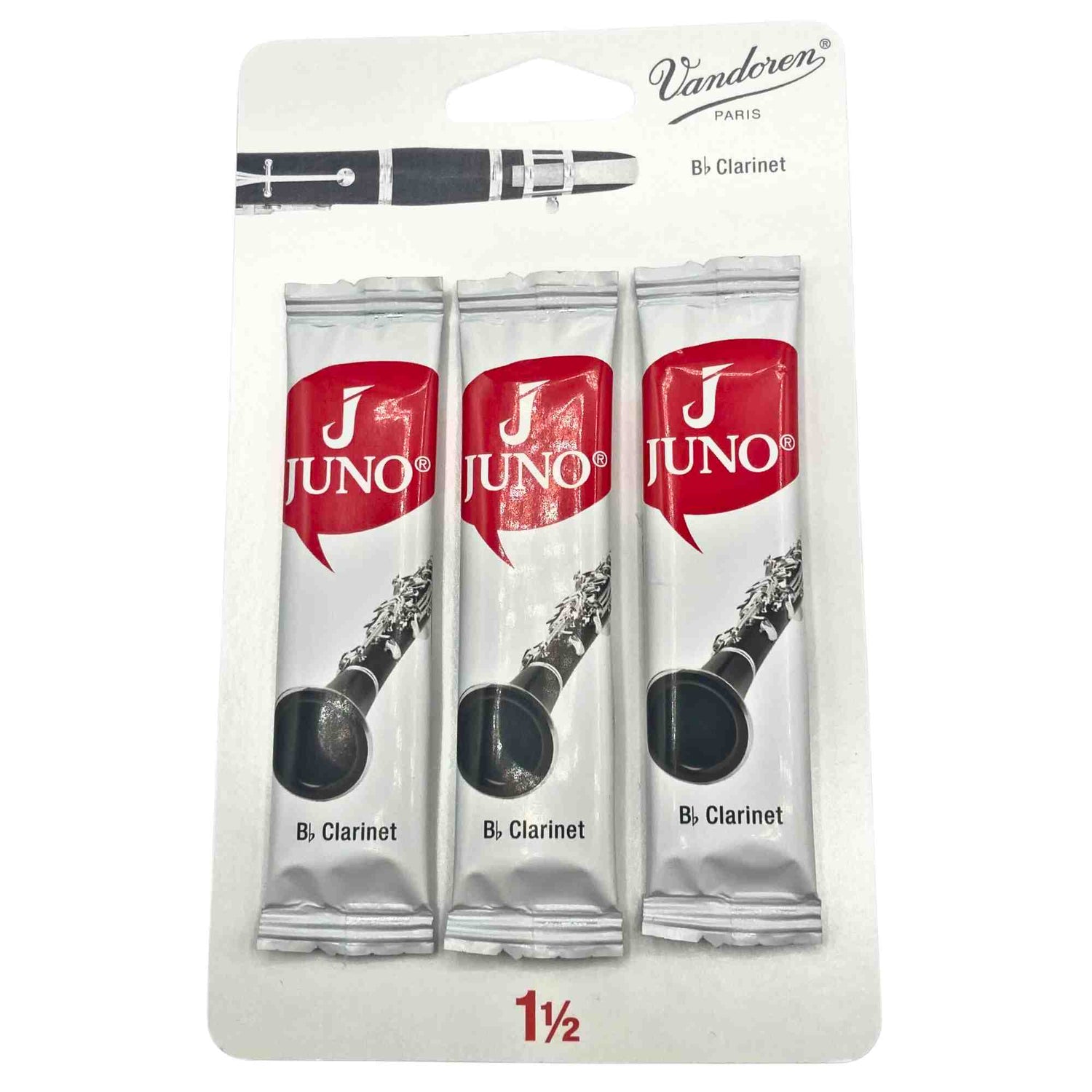 Vandoren Juno Bb Clarinet Reeds - Strength 1.5 - 3-pack