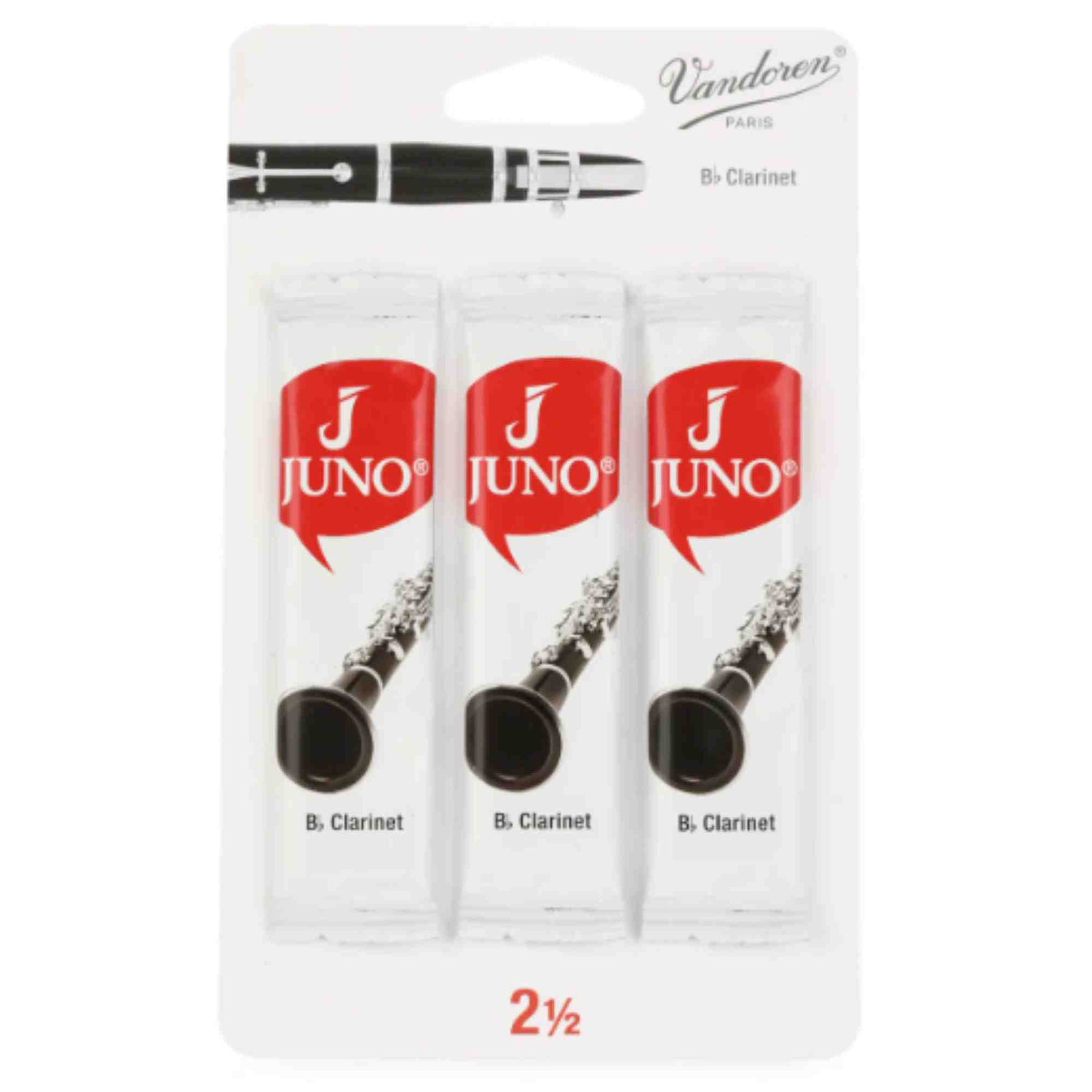 Vandoren Juno Bb Clarinet Reeds - Strength 2.5 - 3-pack