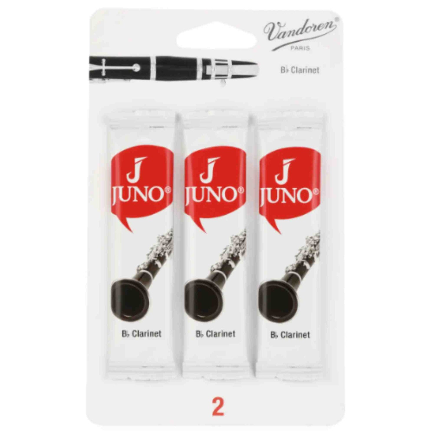 Vandoren Juno Bb Clarinet Reeds - Strength 2 - 3-pack