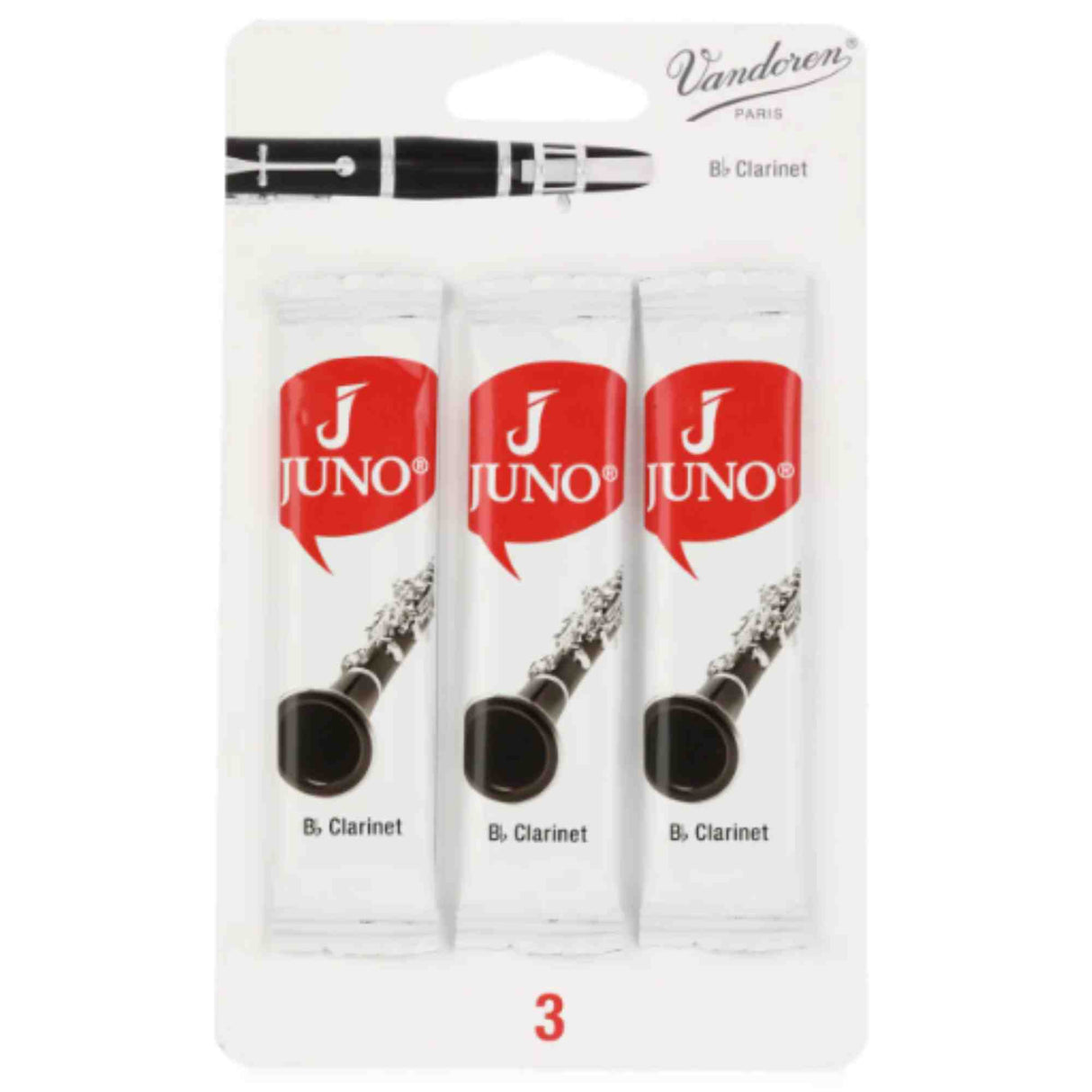 Vandoren Juno Bb Clarinet Reeds - Strength 3 - 3-pack