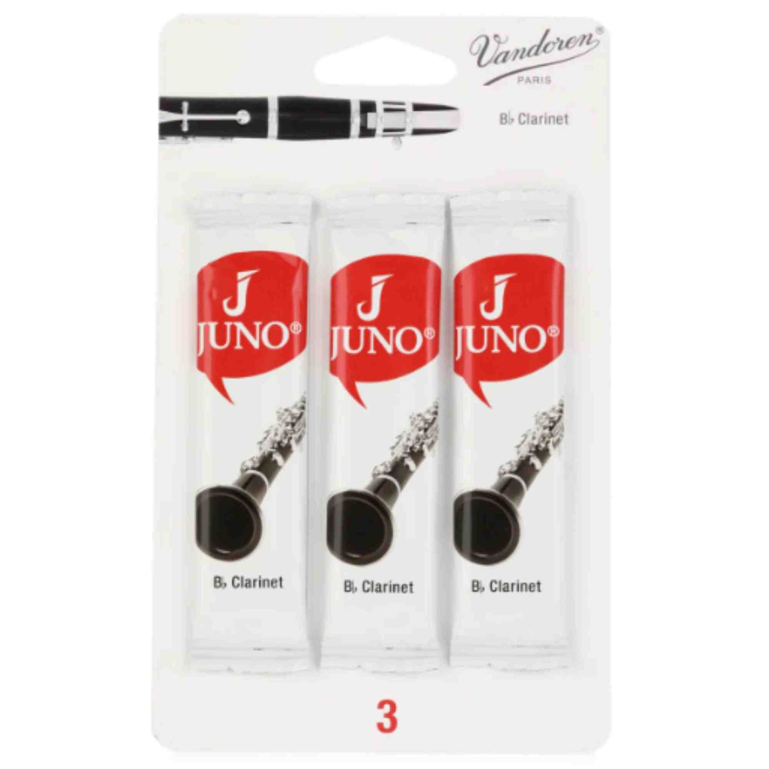 Vandoren Juno Bb Clarinet Reeds - Strength 3 - 3-pack