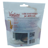 The image shows a Venture Care Essentials kit for Alto Saxophone maintenance. It includes cork grease, duster and mouthpiece brushes, a polishing cloth, reed holder, sax neck cleaner, case ID tag, and swabs. Designed for proper care and gentle handling, this comprehensive kit helps keep saxophones clean and in good condition. Made in the USA, likely by McMillan Music.