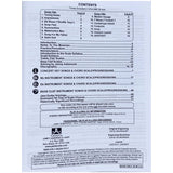 The image shows the table of contents from Jamey Aebersold Jazz Play-Along Volume 54, featuring 15 jazz standards like "Impressions" and "Autumn Leaves." It includes parts for various instruments, scale syllabuses, chord progressions, jazz guitar voicings, and practice tips. The play-along CD offers stereo-separated backing tracks by notable musicians, supporting interactive jazz improvisation and learning.