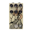 The image shows the Walrus Audio EONS, a cream-colored distortion/overdrive guitar effects pedal featuring artwork of a ram's head with curved horns. It has six black knobs labeled vol, sv, gain, bass, mode, and treb, a footswitch, LED indicator, and input/output jacks. This boutique pedal is designed for shaping guitar tone with versatile gain and EQ controls.
