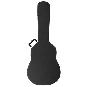 Black guitar case on a white background