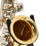 Close-up of a gold Yamaha YAS-200ADII Alto sax on a white background